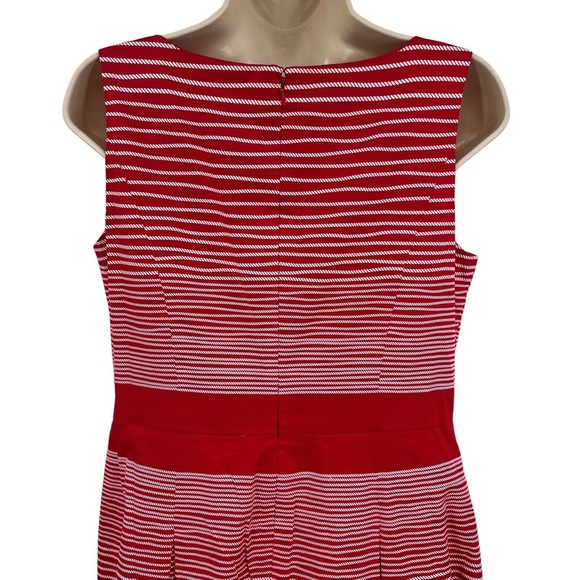 Talbots Dress 8 Medium Fit Flare Red White Stripe Sailor Nautical Cotton $179 - Picture 5 of 7